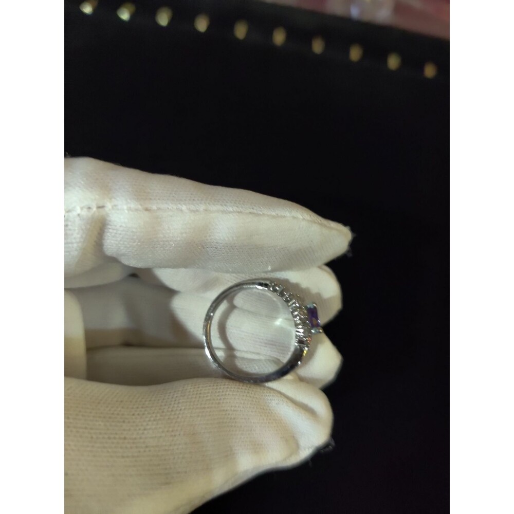 Sterling Silver Purple Rhinestone Ring - Picture 5 of 6